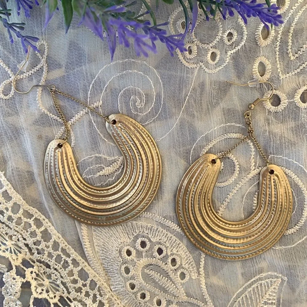 Fabulous Matte Gold Dangling Hoop Earrings